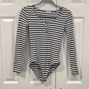 Cotton On Blue and White Striped Long-sleeved Bodysuit